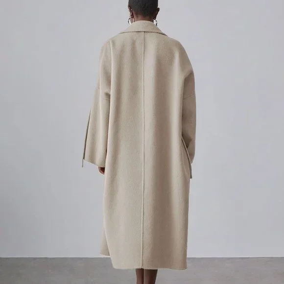 BNWOT | SILK MAISON Patch Pockets Oversized Wool Coat - Picture 3 of 6